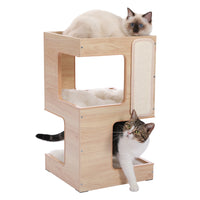 Modern Cat Tree with Scratcher Board 3 Levels