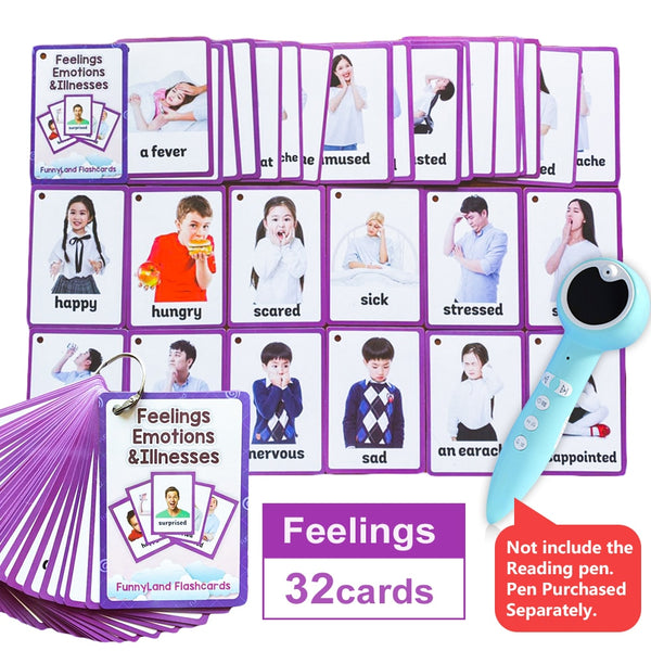 Feelings Emotions Illness English Word Flash Card